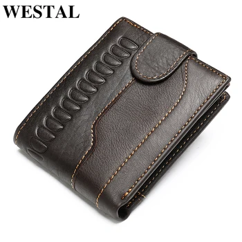 WESTAL pánská peněženka z pravé kůže vintage krokodýlí vzor peněženka pro muže je držitel karty, mince kabelku, slim peníze peněženku krátké 703