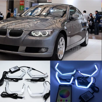 WI-fi RGB, Multi-Barevné M4 Kultovní Styl Krystal LED Angel Eye Světla Kit pro BMW 3 Série E90 E92 E93 M3 2007-2013 XENONOVÉ