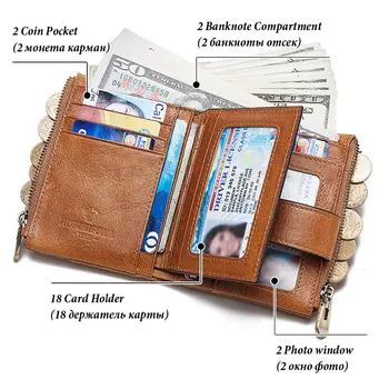 Youpin RFID muži Hovězí kůže peněženky anti-krádeže peněženky Multi-karty balíček karet Crazy Horse Kůže Mince Kabelku