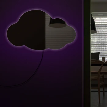 Zataženo Nástěnné Zrcadlo Počasí Umění Moderní Domácí Výzdoba Visí Mrak Dekorativní Zrcadlo Cloud Silueta Akrylové Zrcadlo S LED osvětlením