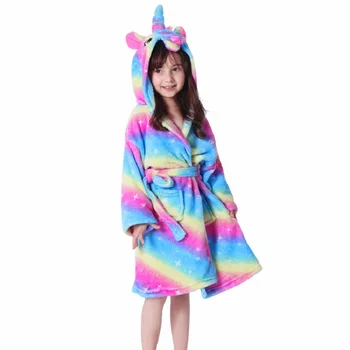 Zimní Kigurumi Jednorožec S Kapucí Děti Župany Dítě Rainbow Župan Zvířat Pro Chlapce, Dívky, Pyžama, Noční Košile Děti Oblečení Na Spaní