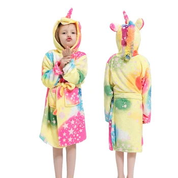 Zimní Kigurumi Jednorožec S Kapucí Děti Župany Dítě Rainbow Župan Zvířat Pro Chlapce, Dívky, Pyžama, Noční Košile Děti Oblečení Na Spaní