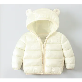 Zimní péřová bunda pro dívky, Chlapci, Děti, dětské oblečení Solid 3D Uši s Kapucí podzim Dítě teplý Kabát na Zip vetements 2020