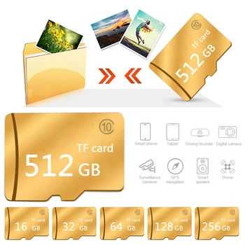 Zlatý Micro SD Paměťové Karty 16 GB/32 GB/64 GB/128 GB/256 GB vysokorychlostní micro SD Karta 128 gb 256 gb TF Karet pro Telefon, Tablet, fotoaparát