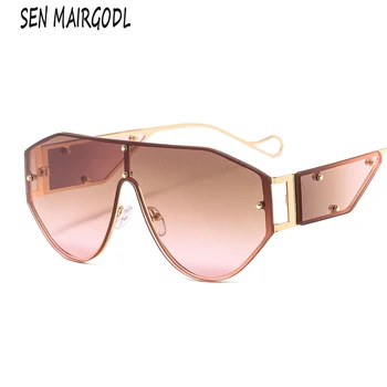 Značka Designer Luxusní oválné Punk sluneční brýle, ženy, muži 2020 Kov módní výřez Sluneční brýle Vintage zlatý rám červené brýle UV400