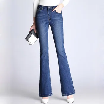 Značka Flare Kalhoty Poškrábaný Výšivkou Dámské Krásné Oblečení Džíny 2019 Vysokým Pasem Skinny Džíny Plus Velikost Modré Kalhoty