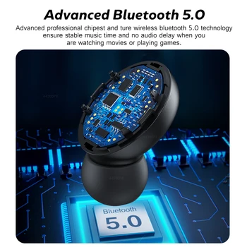 Zobrazení výkonu Bezdrátová Bluetooth Sluchátka s Mikrofonem Sportovní Vodotěsné Bezdrátové Sluchátka s mikrofonem, Dotykové Ovládání Hudby Sluchátka pro telefony