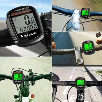 ZÁPAD BIKING Bezdrátové Bike Rychloměr, Bike Počítač Solární Energie MTB Podsvícení Rychloměru Bezdrátové Drátové Kolo Počítač
