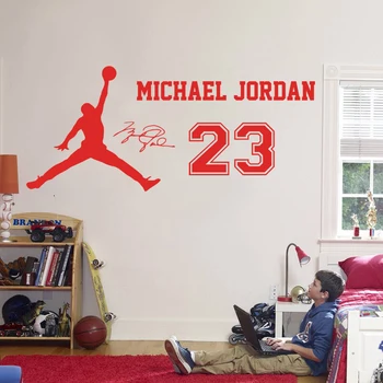 Č. 23 Samolepka Na Zeď Home Dekor Obtisky Vinyl New Star Sport Pro Děti Letadlo Portrét Jordan & Glass