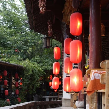 Červené Dlouhé Lampion Nový Rok Válec Lampion Festival Dekorace Zdobí Čínské Přátele Hotel Festival Dekorace