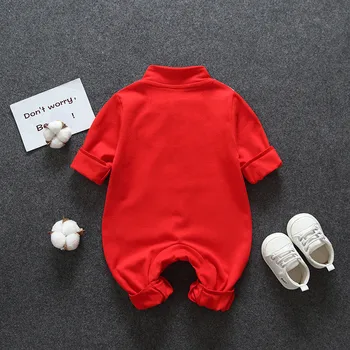 Čínský Styl Baby Romper 0-12 Měsíců, Dítě, Jaro, Podzim Jeden-Dílná Kojenecká Kombinéza Holky Oblečení Roztomilý Oblečení Dlouhé Rukávy Oneie