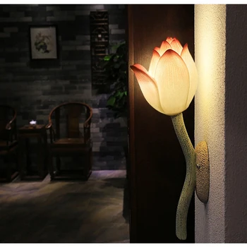 Čínský tvůrčí uličky, chodby, schodiště, chodby lampa ložnice noční verandě nástěnné svítidlo art Lotus Restaurant hotel lampa podprsenka svícen