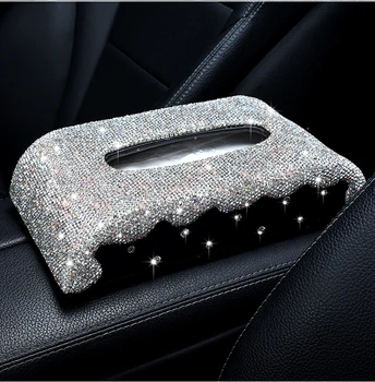 Šatonové Auto Tkáně Box Diamond Crystal Auto Luxusní Tkáně Držitel Bloku-typ Tkáně Box Car Styling Diamante Kryt Bling Ženy