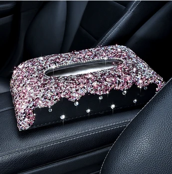 Šatonové Auto Tkáně Box Diamond Crystal Auto Luxusní Tkáně Držitel Bloku-typ Tkáně Box Car Styling Diamante Kryt Bling Ženy