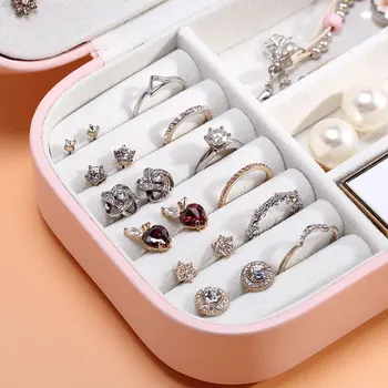 Šperkovnice na náušnice, prsten náhrdelníky skladování PU kožené krabice na šperky Přenosný organizér na šperky šperky Cestování případě