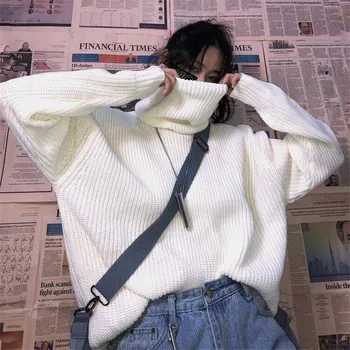 Ženské Korean Harajuku Oblečení Pro Ženy Volné Pevné Student Svetr Streetwear Dámské Svetry Kawaii Ulzzang Svetr Jumper