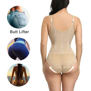 Ženy Nastavitelné Ramenní Popruhy Břišní Tummy Control Hubnutí Tělo Shaper Jeden Kus Kombinézu S Butt Lifter Shapewear Spodní Prádlo
